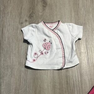 White and Pink Kids Shirt with Ladybug Design